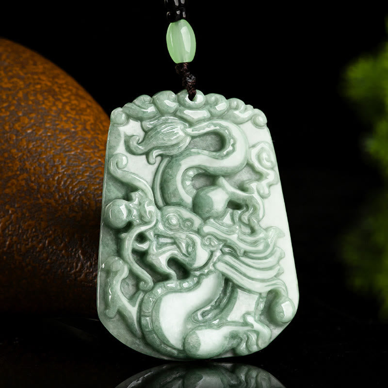 Collier Dragon du Zodiaque Chinois en Jade Naturel