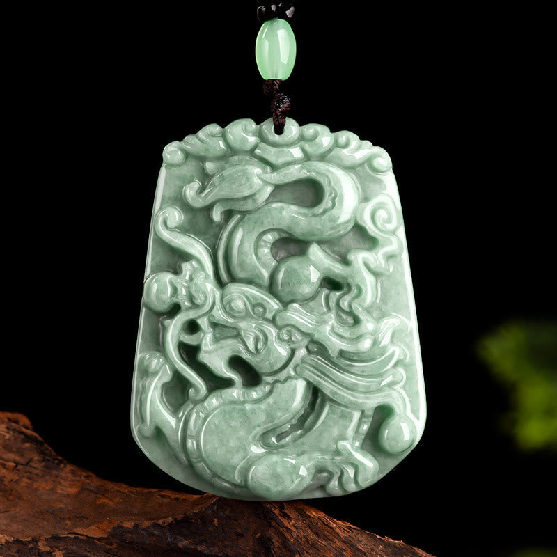 Collier Dragon du Zodiaque Chinois en Jade Naturel