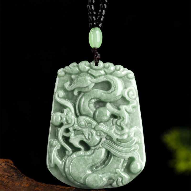 Collier Dragon du Zodiaque Chinois en Jade Naturel