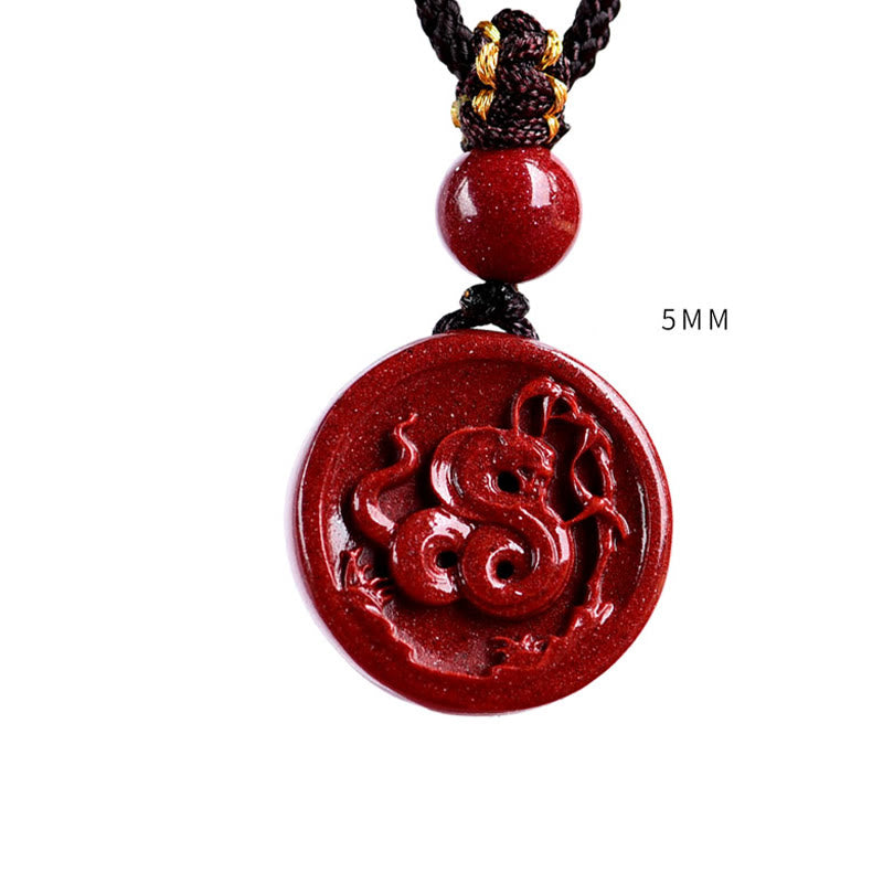 Collier Zodiaque Chinois en Cinabre Naturel