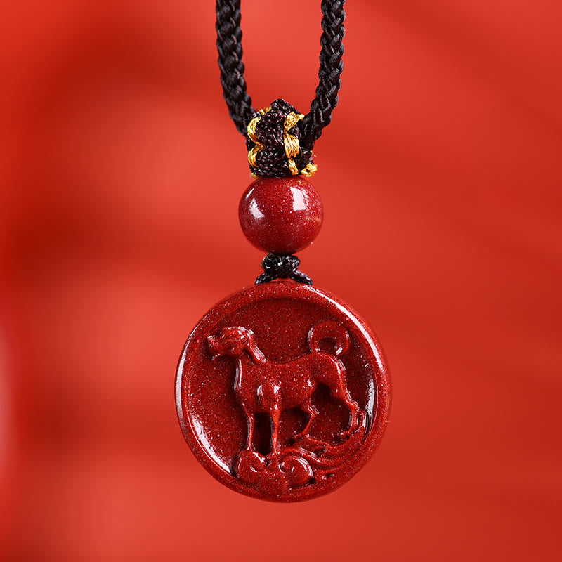 Collier Zodiaque Chinois en Cinabre Naturel