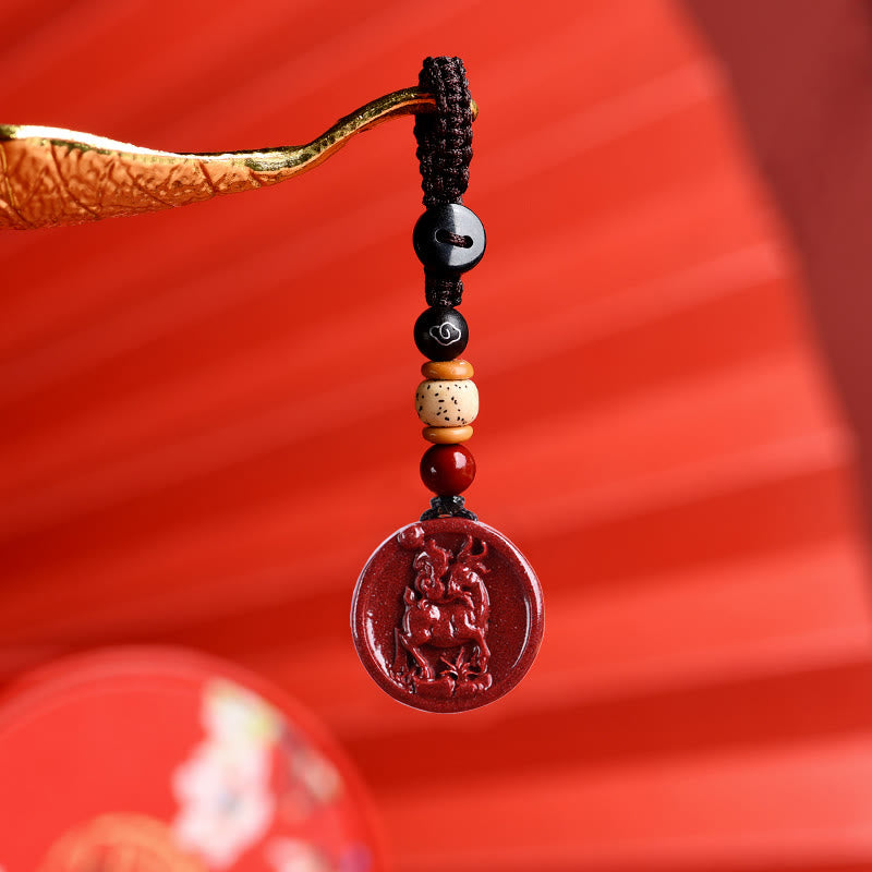 Collier Zodiaque Chinois en Cinabre Naturel