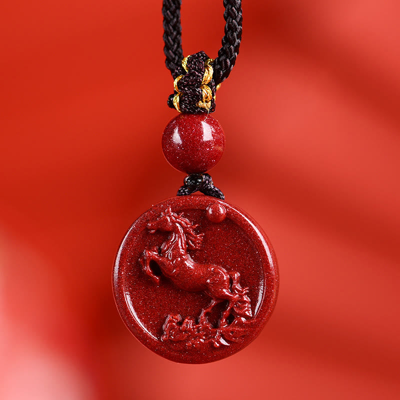 Collier Zodiaque Chinois en Cinabre Naturel