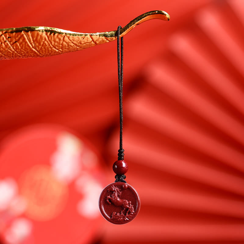 Collier Zodiaque Chinois en Cinabre Naturel