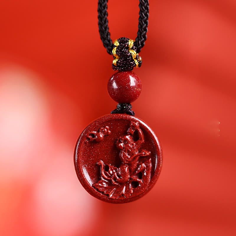 Collier Zodiaque Chinois en Cinabre Naturel