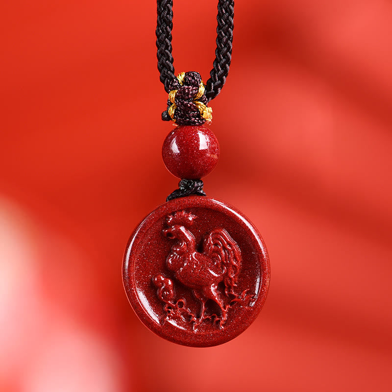 Collier Zodiaque Chinois en Cinabre Naturel