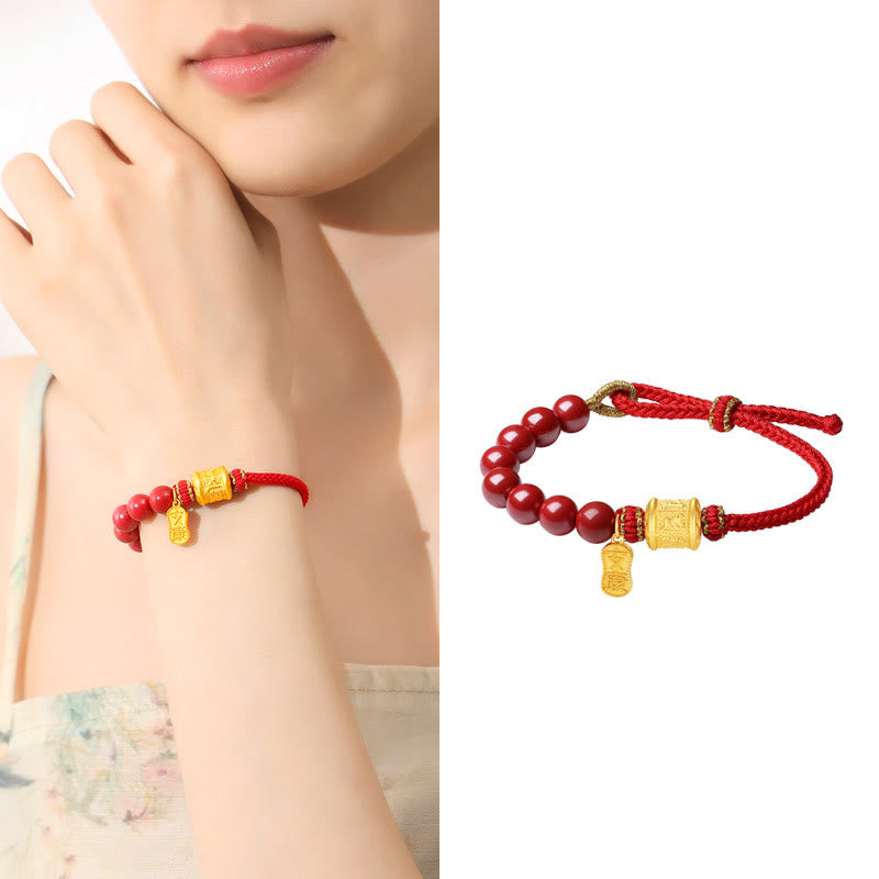 Bracelet Cinabre & Mantra Argent 999 – Ancrage & Intention