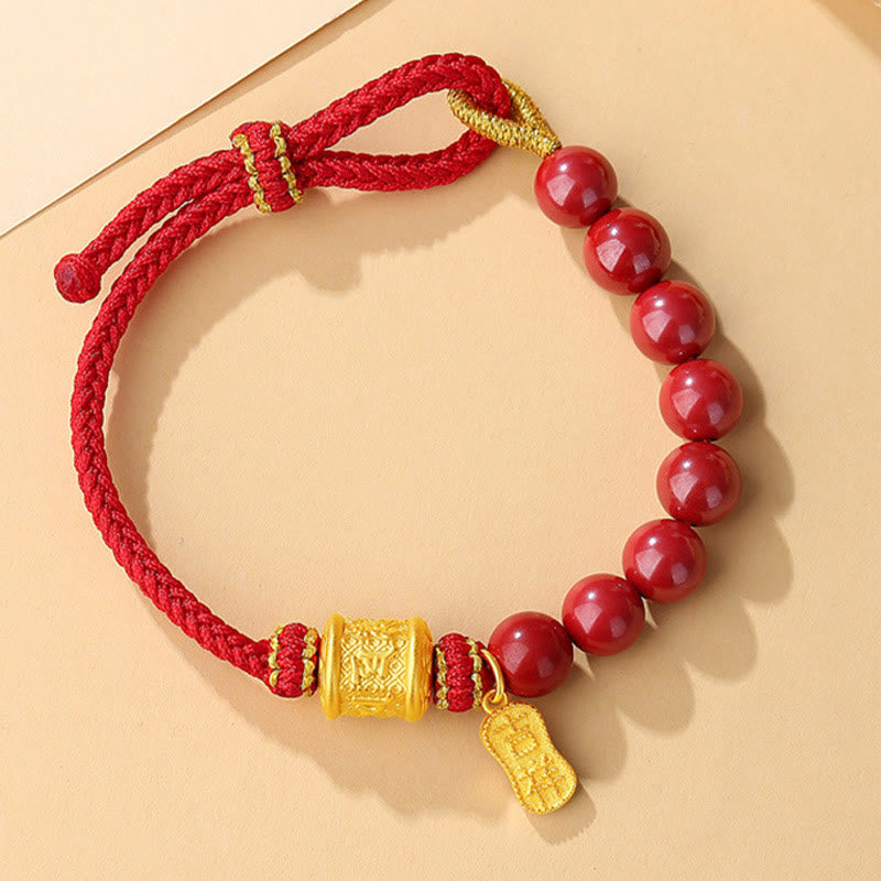 Bracelet Cinabre & Mantra Argent 999 – Ancrage & Intention