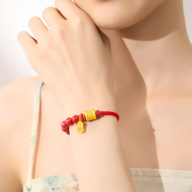 Bracelet Cinabre & Mantra Argent 999 – Ancrage & Intention