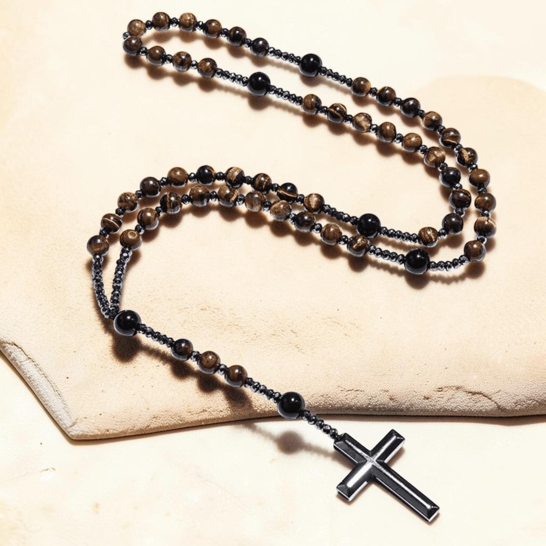 Collier Chapelet Protection en Oeil de Tigre