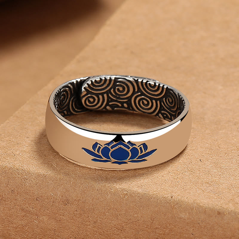 Bague Lotus en Cuivre Pur – Anneau Réglable 6 mm – Symbole d’Éveil & d’Harmonie