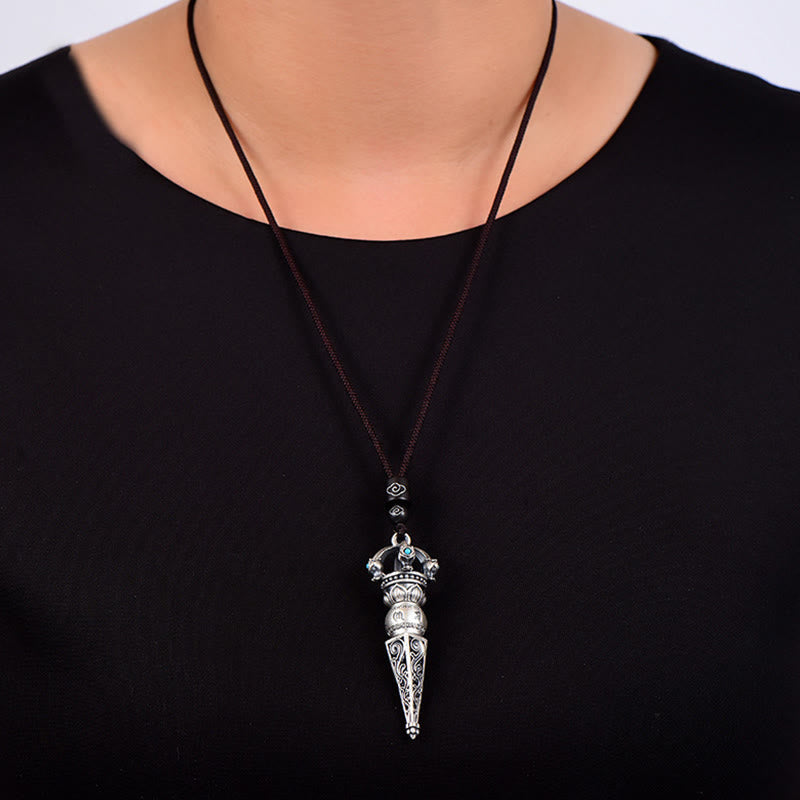 Collier Om Mani Padme Hum avec Dorje Vajra Tibétain en Cuivre