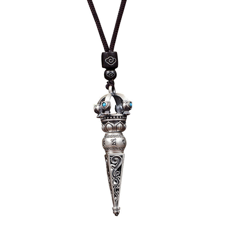Collier Om Mani Padme Hum avec Dorje Vajra Tibétain en Cuivre