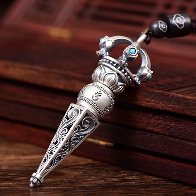 Collier Om Mani Padme Hum avec Dorje Vajra Tibétain en Cuivre