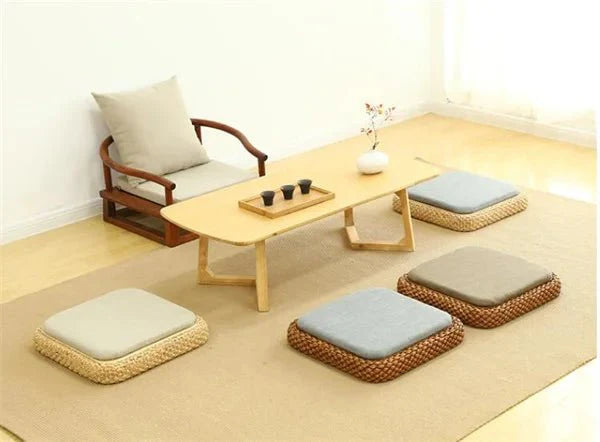 Coussin “TatamiSerenity” en Paille Naturelle – Assise Sol & Méditation Zen