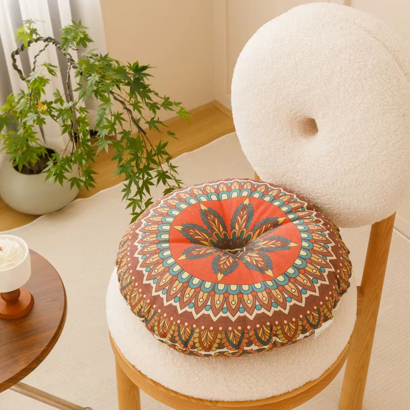 Zafu Méditation Bohème – Coussin Multicolore Imprimé, Confort & Stabilité