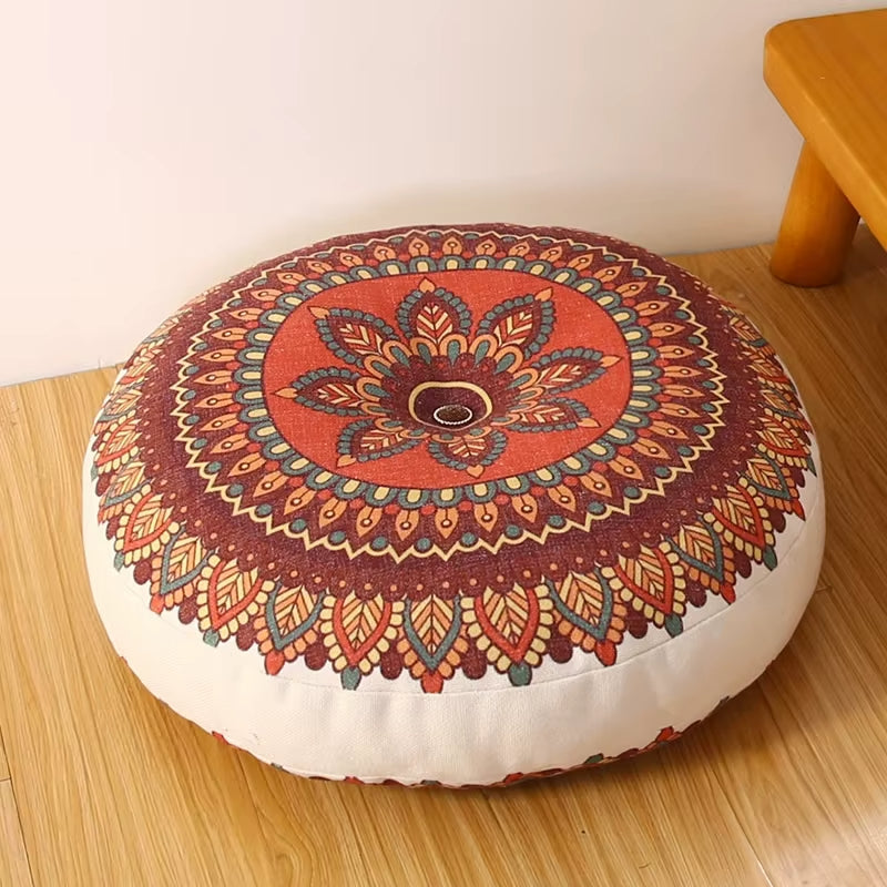 Zafu Méditation Bohème – Coussin Multicolore Imprimé, Confort & Stabilité