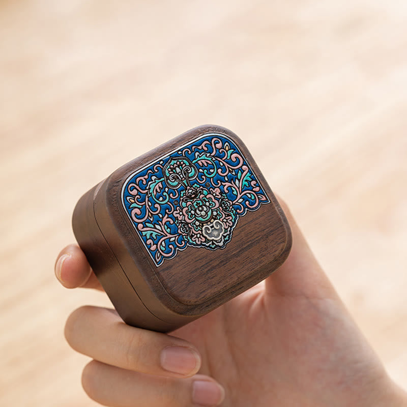 Boîte de rangement de bijoux en bois de noyer noir fait à la main rétro, boîte-cadeau en bois de feuille