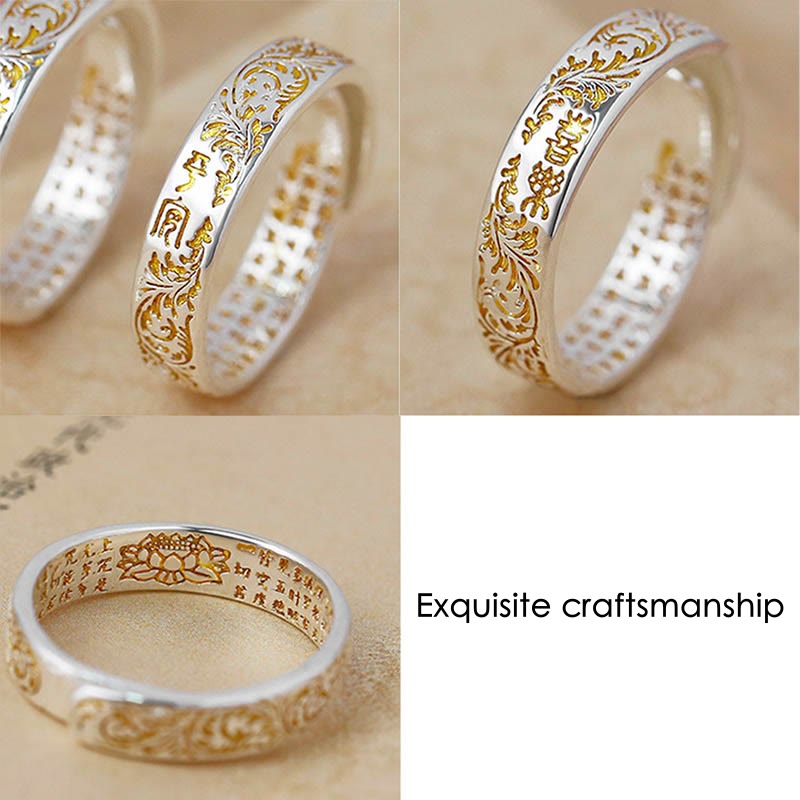 Bague Lotus Ajustable en Cuivre Gravé