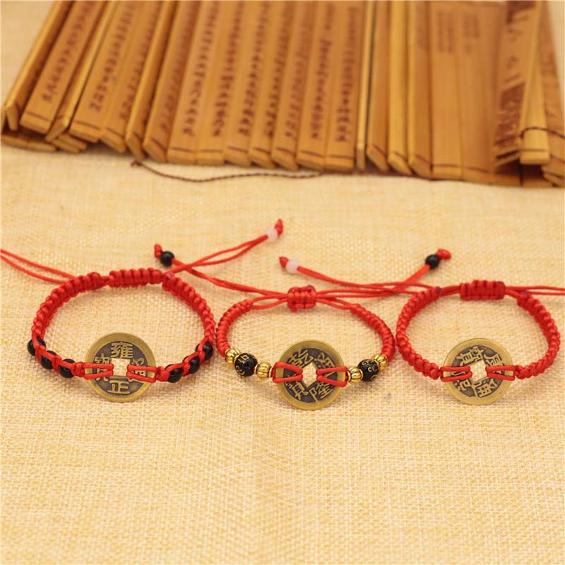 Bracelet Fil Rouge avec Pièce de Cuivre – Protection & Prospérité