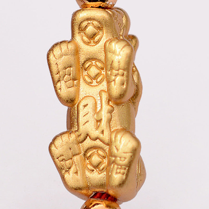 Bracelet Pixiu Luck en Fil Rouge ou Noir & Plaqué Or 24 Carats | Abondance & Protection Symbolique