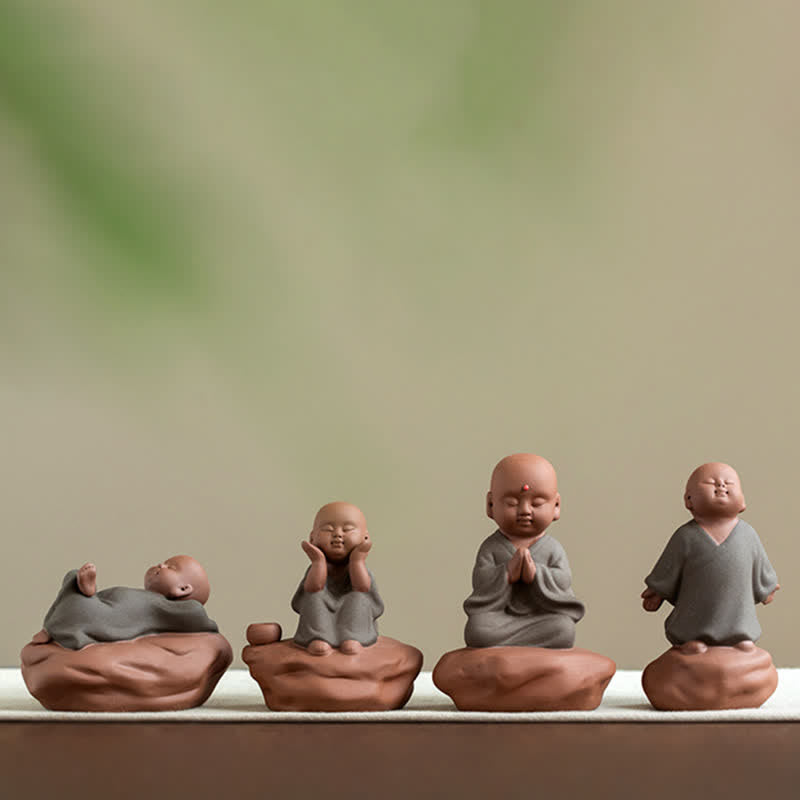 Statue Bouddha en Bois de Pêcher Noir 5,4 cm | Décoration Zen Fleur