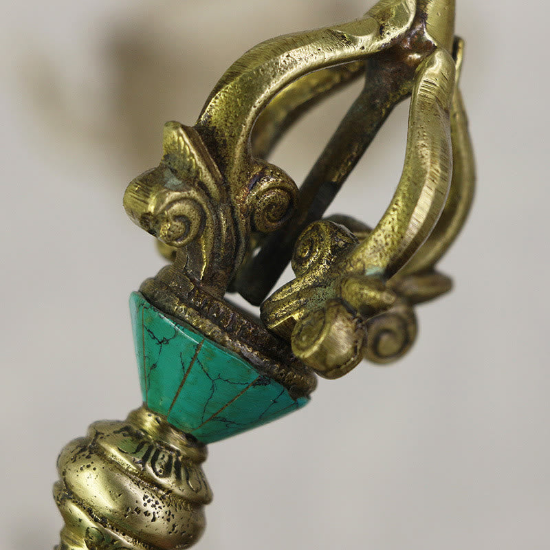 Vajra Dorje Tibétain en Cuivre Cinq Branches Fait Main | Outil Spirituel de Méditation