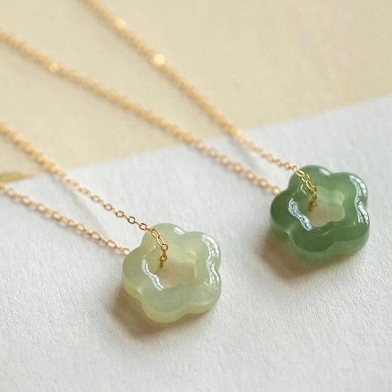 Collier Floral en Jade Hetian ou Jade Cyan Naturel