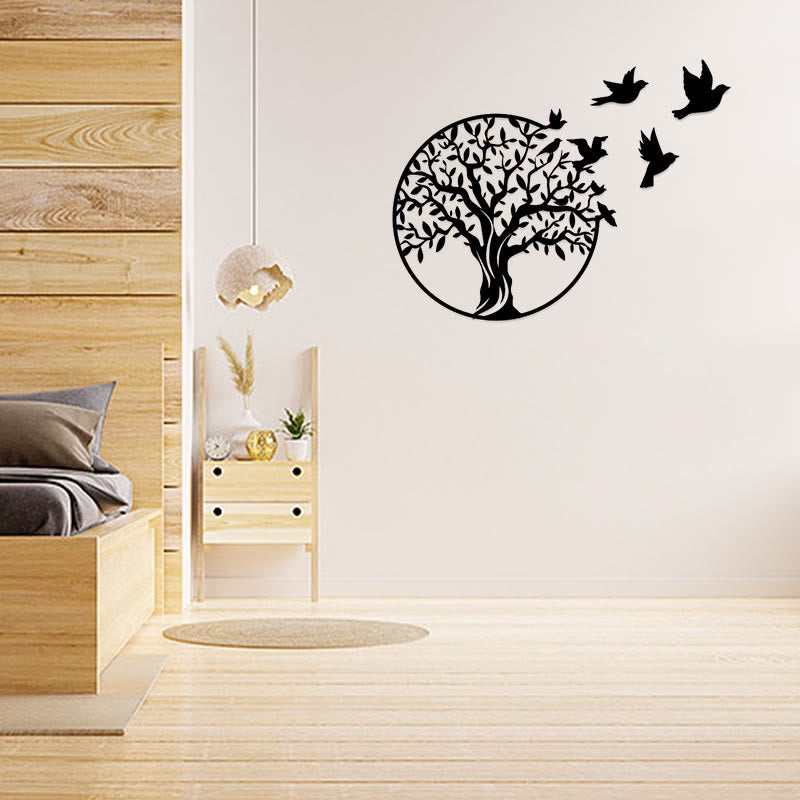 Pierre Arbre de vie Oiseaux Signe Cadeau de pendaison de crémaillère Art mural de l'unité