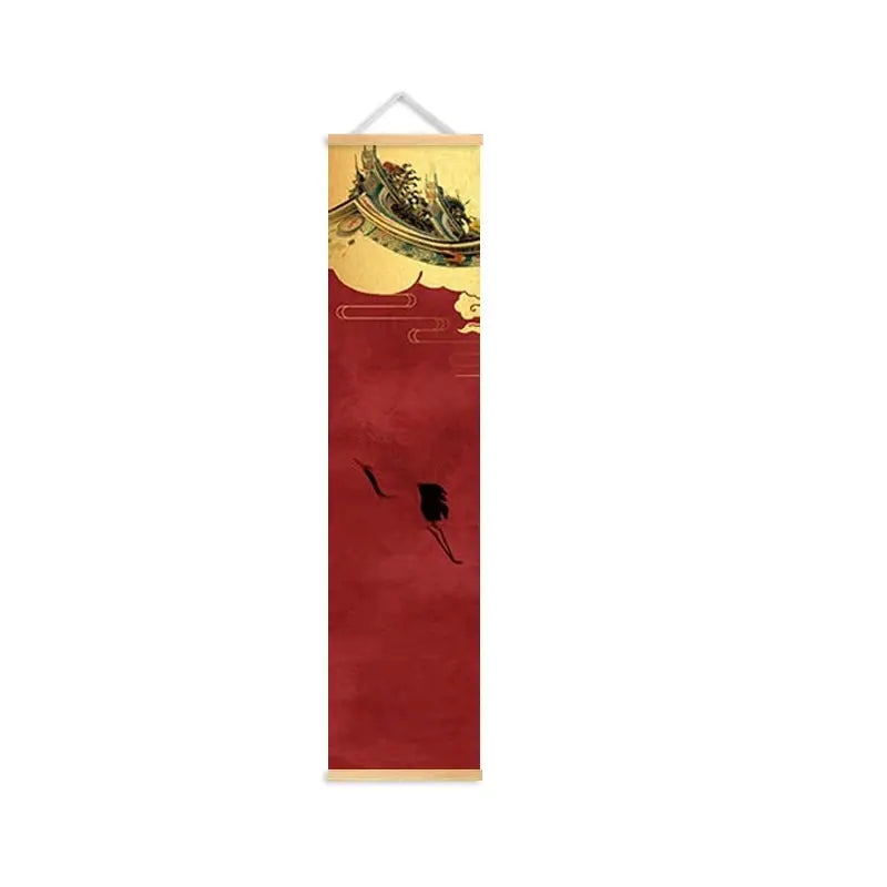 Kakemono Japonais Zen aux Grues et Fleurs de Cerisier