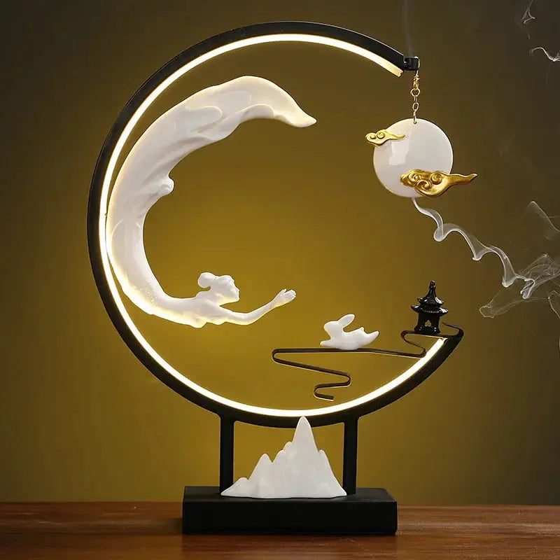 Clair de Silence · Porte-Encens LED Lune & Montagne