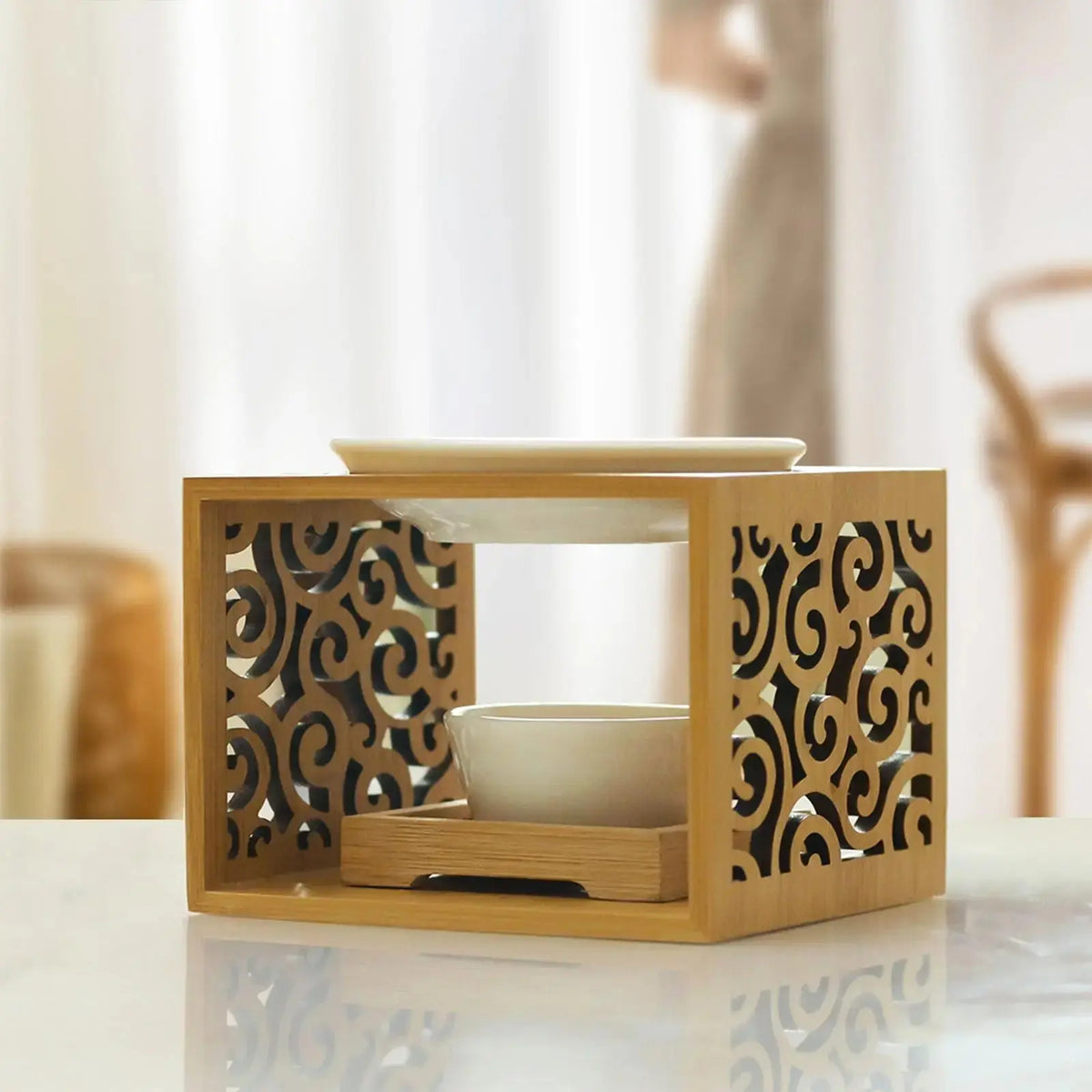 Clair Orient Diffuseur à Chaleur Douce Bois Sculpté & Céramique