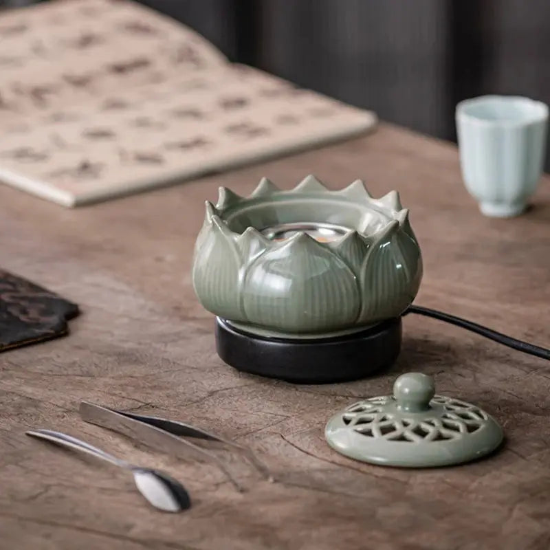 Diffuseur d’Encens Électrique Lotus en Céramique, Ambiance Zen & Équilibre