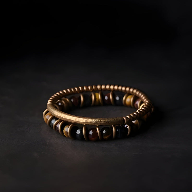 Bracelet en Cuivre avec Oeil de Tigre