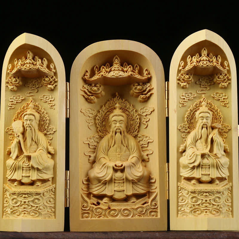 Autel Spirituel Sculpté en Bois de Buis pour Méditation et Prière
