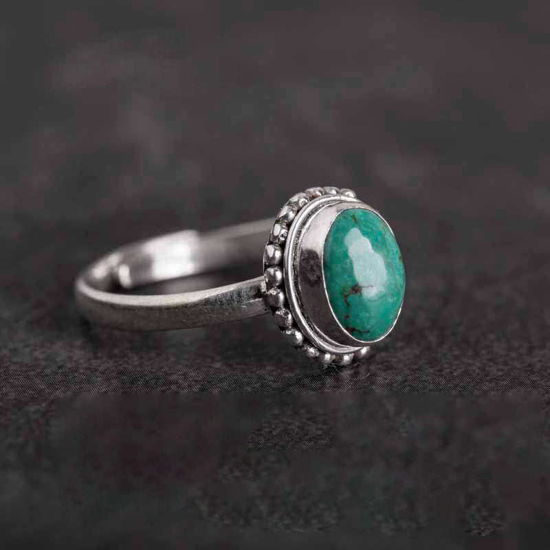 Bague Sagesse en Turquoise Naturelle & Argent Sterling 925 – Ajustable Unisexe