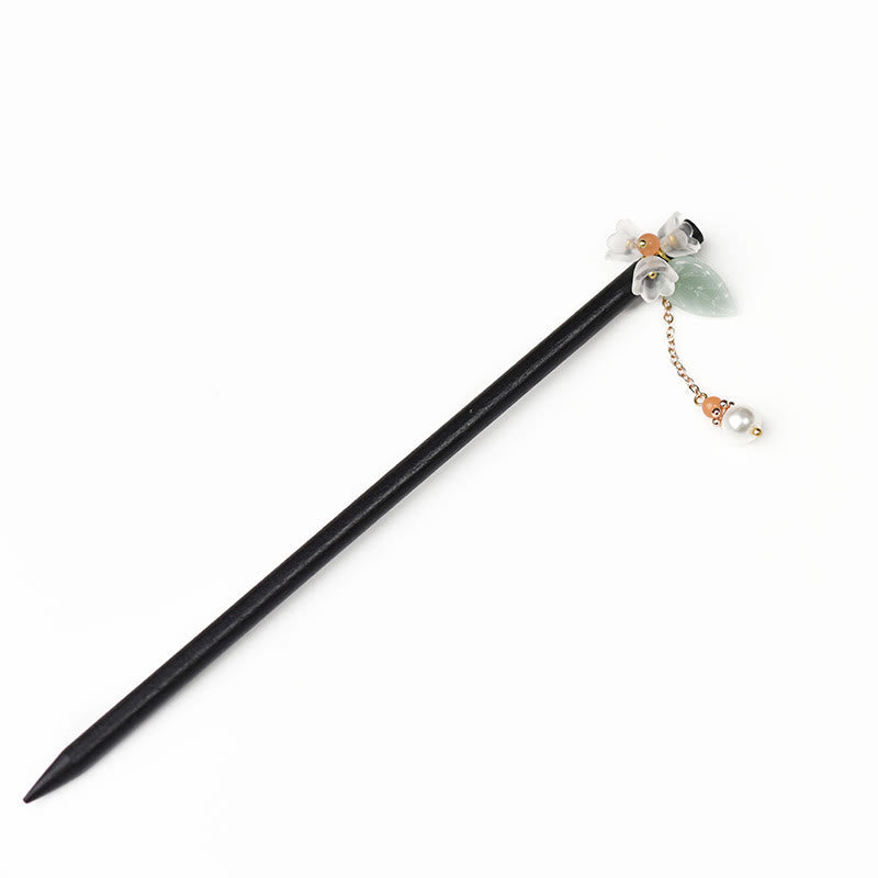 Pic à Cheveux Ébène & Verre Liuli – 19 cm