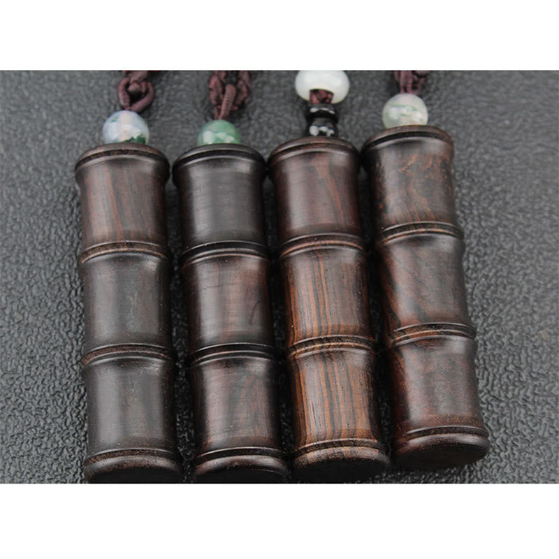 Collier Ghau Tibétain en Bois d’Ébène & Motif Bambou