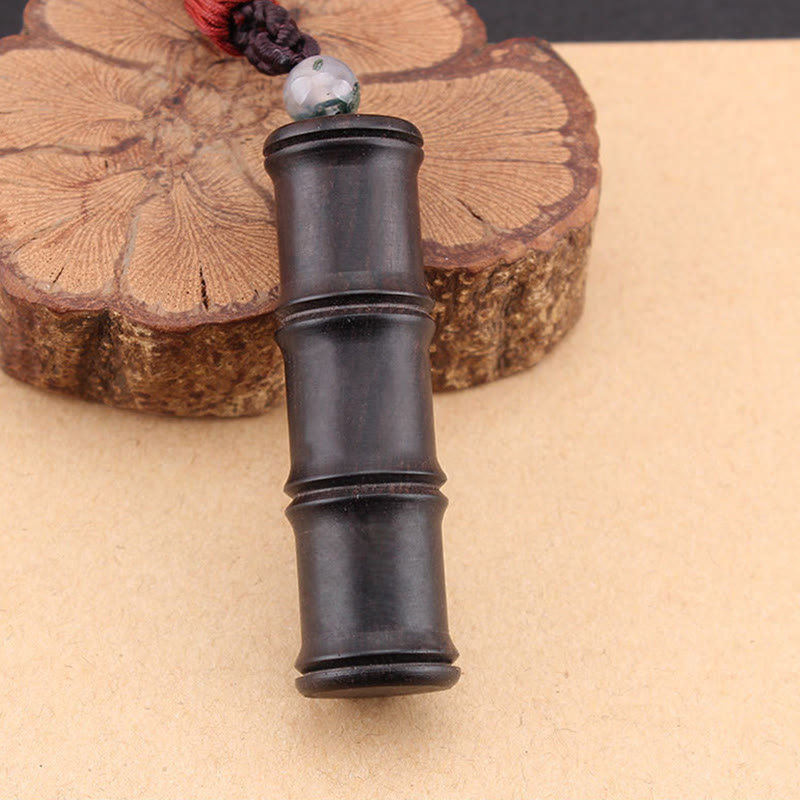 Collier Ghau Tibétain en Bois d’Ébène & Motif Bambou