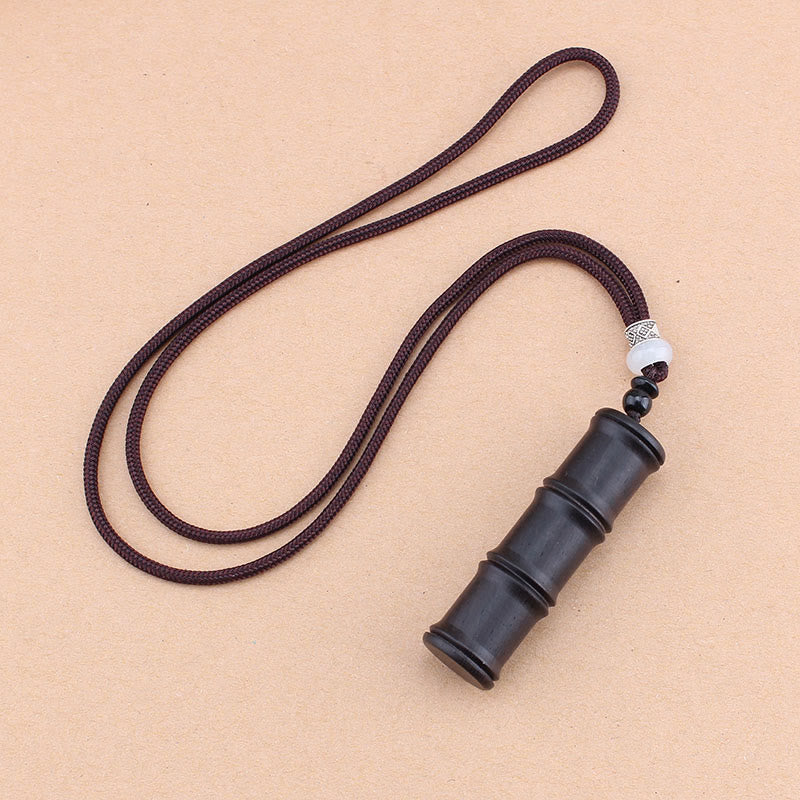 Collier Ghau Tibétain en Bois d’Ébène & Motif Bambou