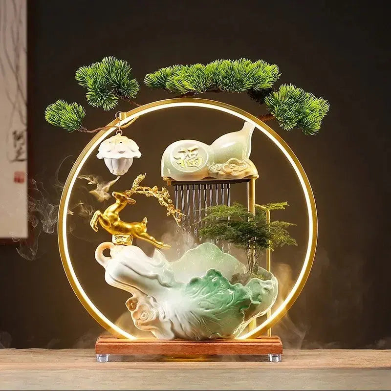 Grâce Dorée · Fontaine d’Encens LED au Cerf