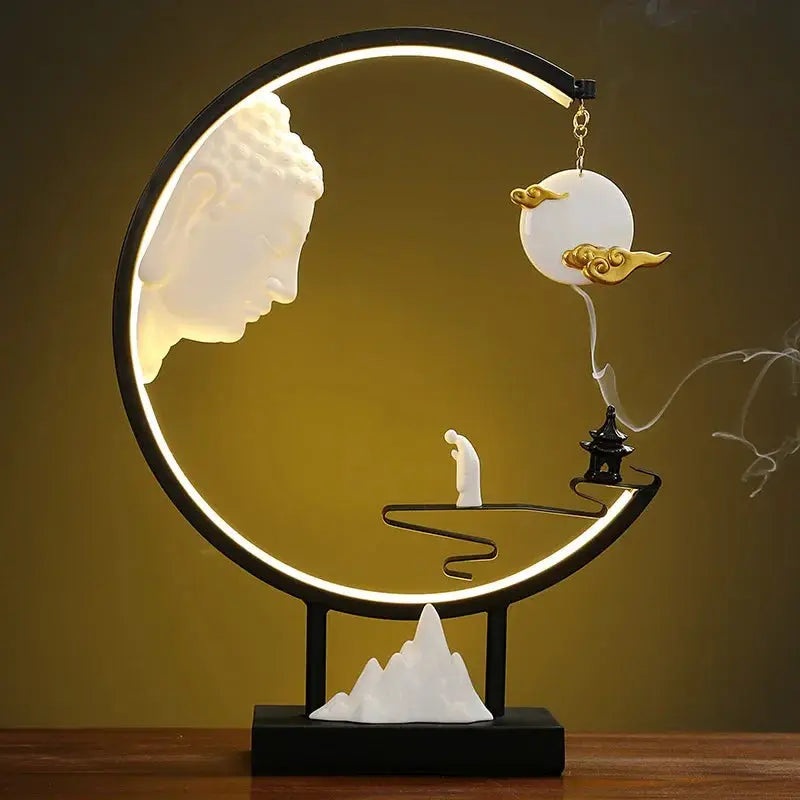 Clair de Silence · Porte-Encens LED Lune & Montagne