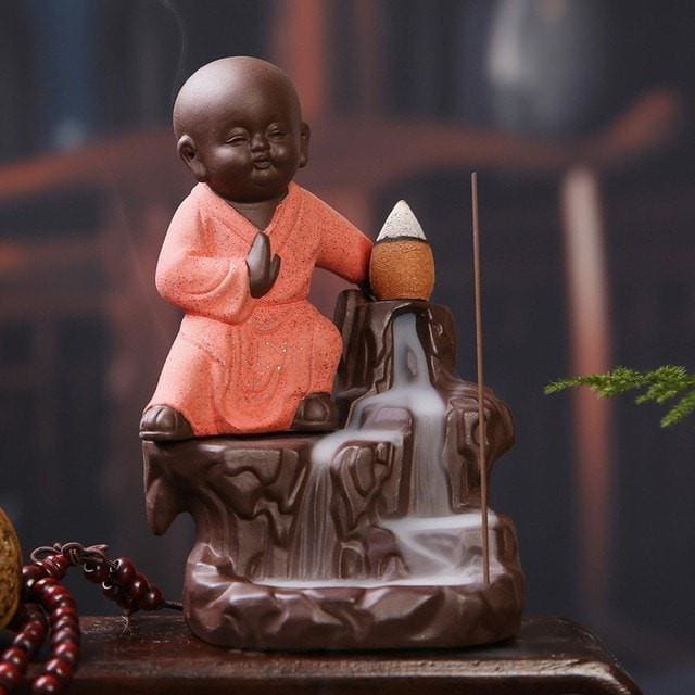 Encensoir “Moine Shaolin” – Support Décoratif & Aromathérapie pour Encens Bâtons & Cônes