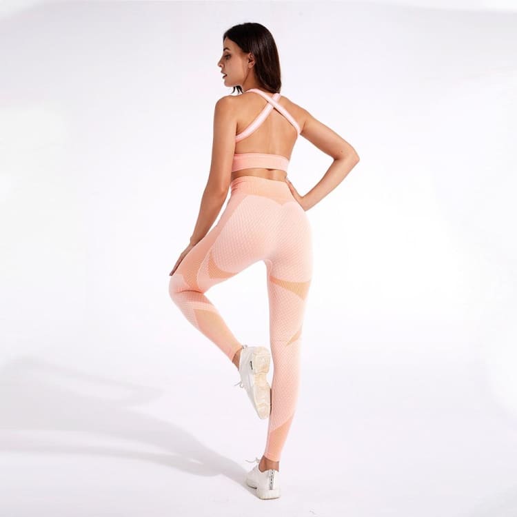 Ensemble de Yoga Sans Coutures en Nylon (Soutien-Gorge, Veste & Legging)