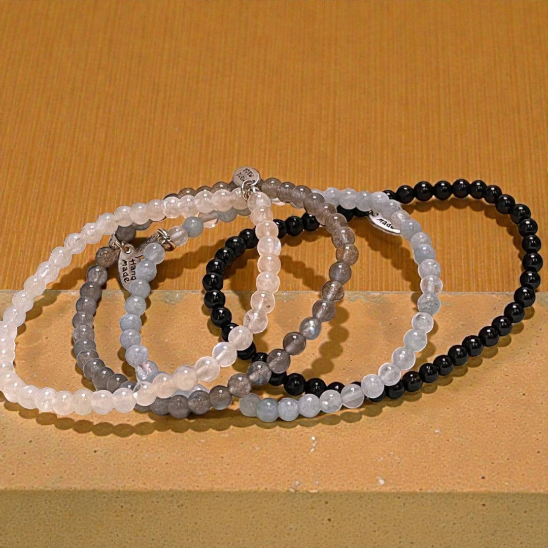 Ensemble Force Intérieure & Protection en Labradorite, Pierre de Lune, Aigue-Marine & Tourmaline Noire