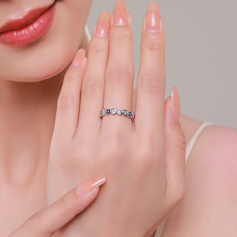 Bague Cœur & Œil Protecteur Argent 925