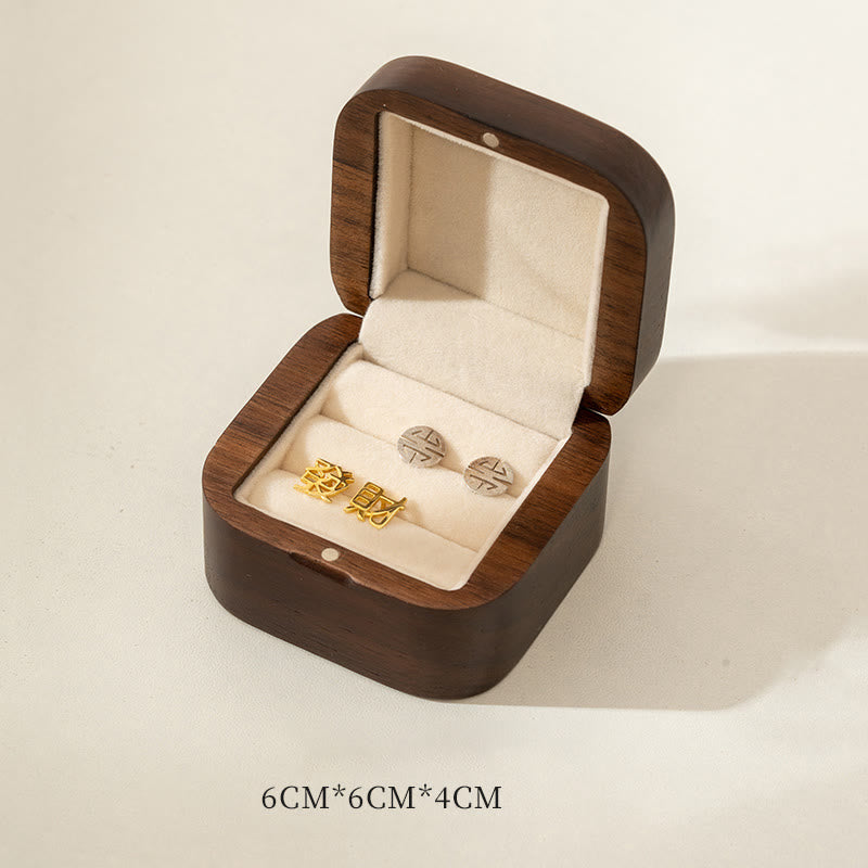 Boîte de rangement de bijoux en bois de noyer noir fait à la main rétro, boîte-cadeau en bois de feuille