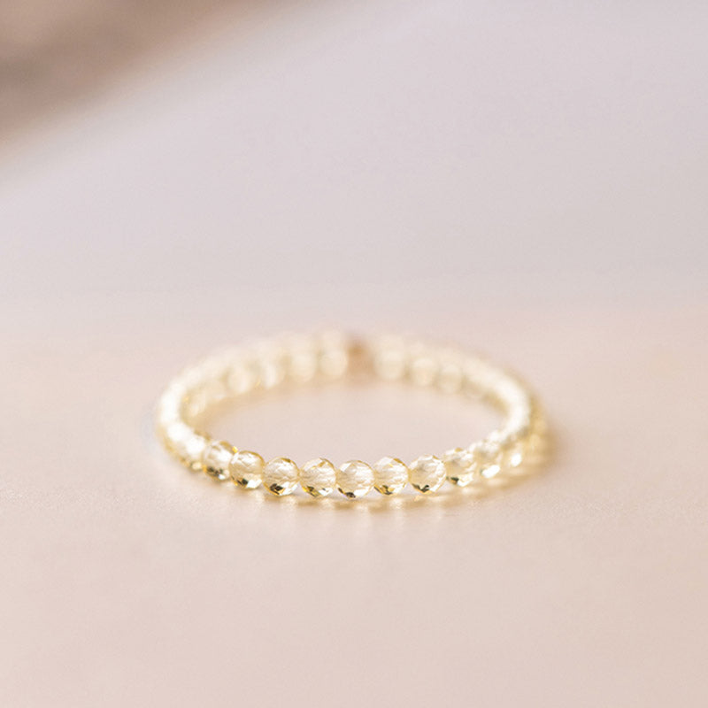 Bague Prospérité en Citrine Naturelle – Plaqué Or 14 Carats – Anneau Lumineux Unisexe