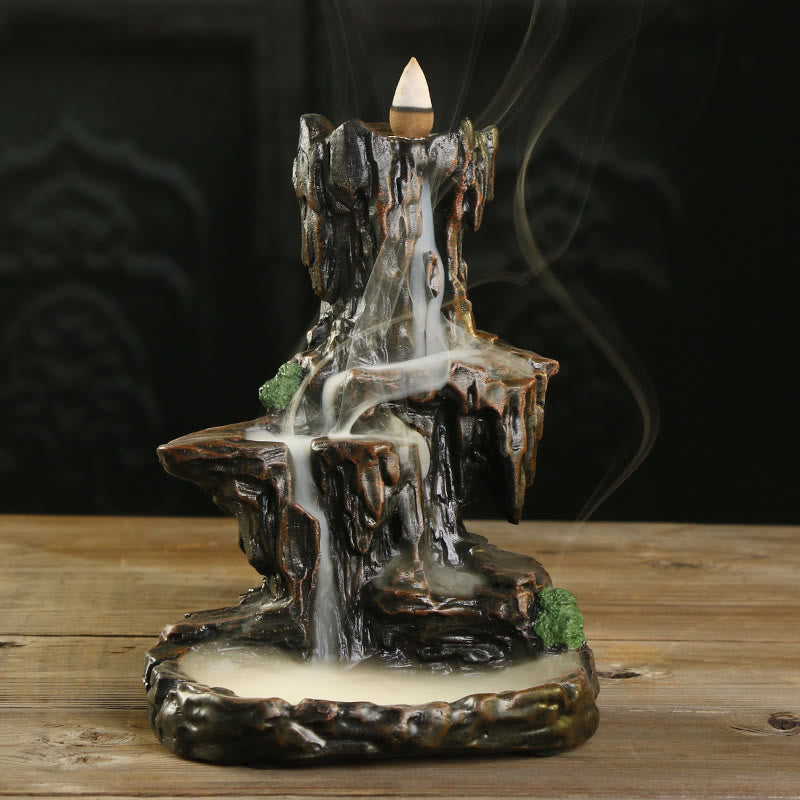 Brûleur d’Encens Cascade en Résine – Effet Fumée à Reflux
