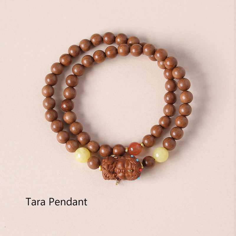 Bracelet Dalagan Sculpté – Bois d’Agar de Kalimantan & Pierres Naturelles